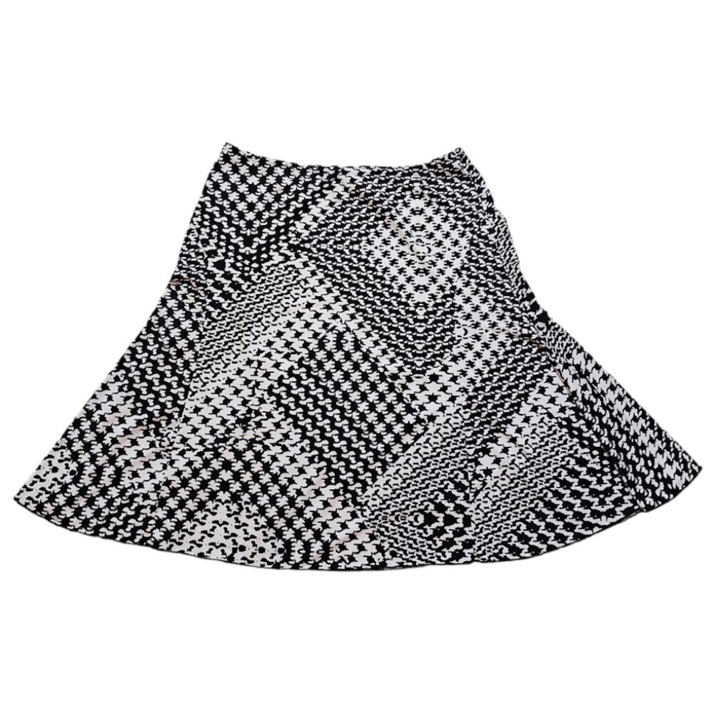 Passports Black and White Elastic Waist Flowy Skirt Large